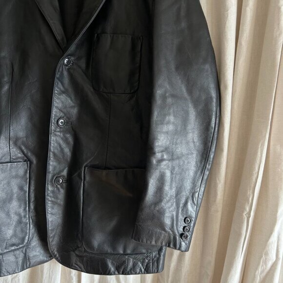 Vintage Y2K GAP Genuine Leather Blazer Jacket size M - Picture 8 of 14